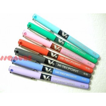 7 x Pilot V5 Hi-Tecpoint 0.5mm Pure Liquid Ink Rollerball pen, Mixed Color
